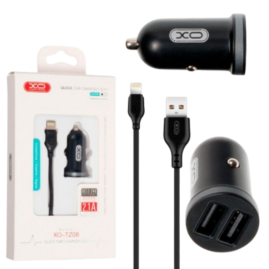 Автомобільний зарядний пристрій XO TZ08 2USB 2.1A Black